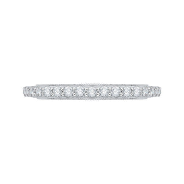 Euro Shank Round Diamond Wedding Band in 14K White Gold